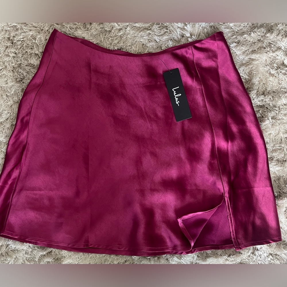 Lulus Pink Satin Mini Skirt  - Med